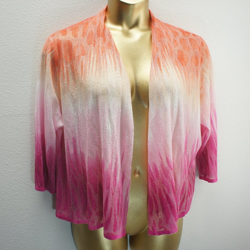 Chicos dip dyed orange pink ombre cardigan size 3